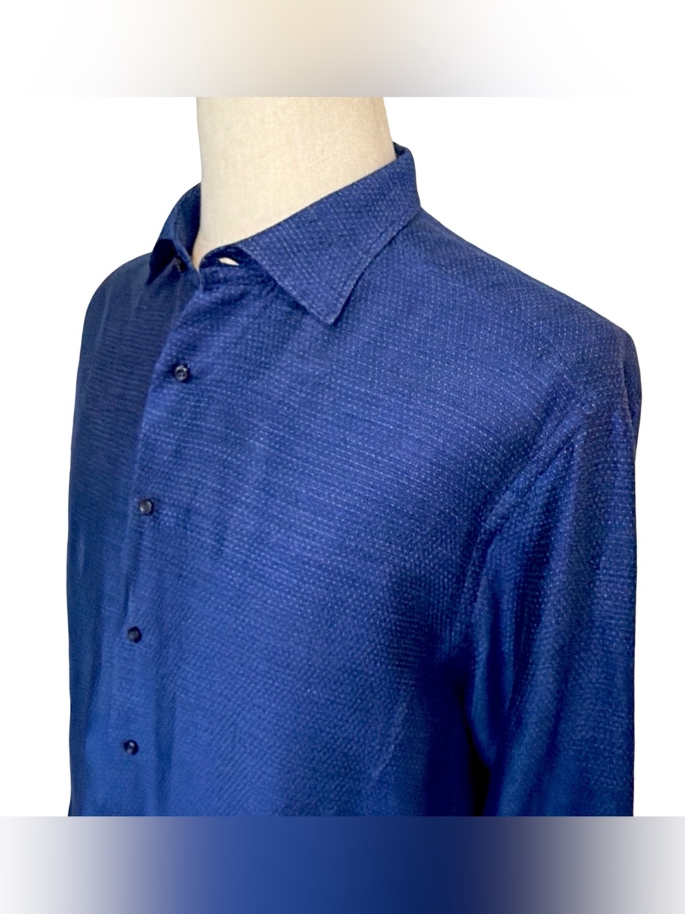 Mirto Madrid 1956 Men’s Blue Linen Cotton Shirt | Made in Spain | XXL - Picture 6 of 12